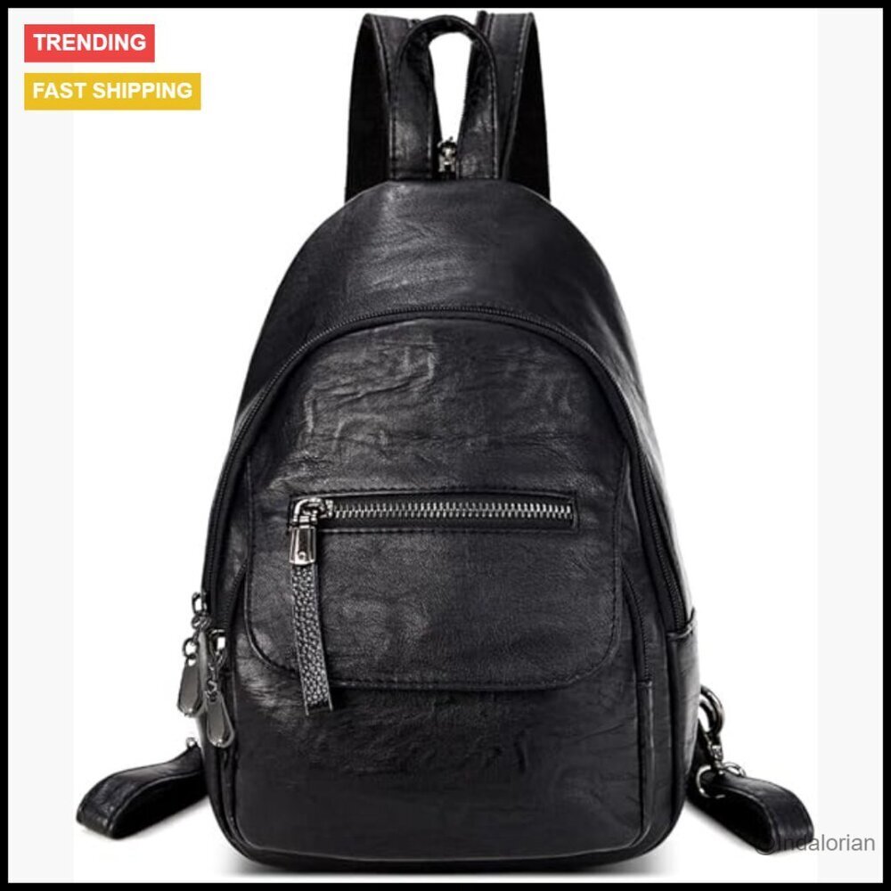 Convertible Sling Backpack Purse PU Leather Minimal Chic Everyday Essentials